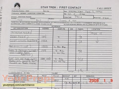 Star Trek  First Contact original production material