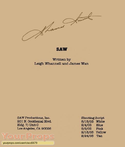 Saw Original Official Saw script signed by Shawnee Smith original 
