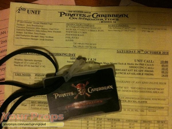 Pirates of the Caribbean  On Stranger Tides original film-crew items