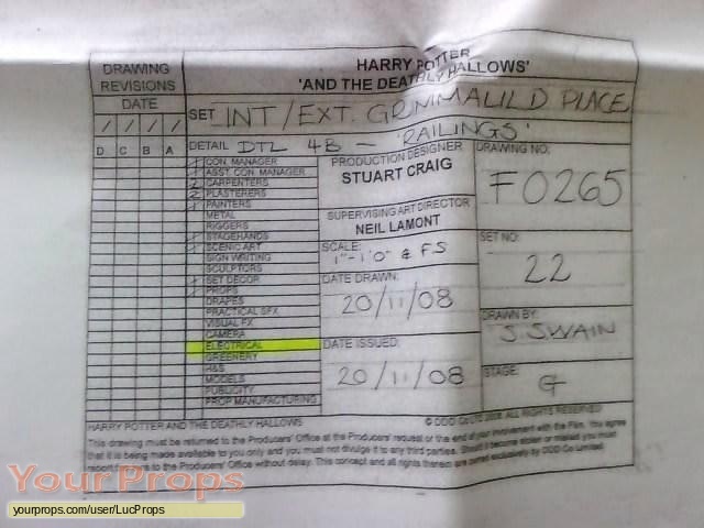 Harry Potter and the Deathly Hallows  Part 1 original production material
