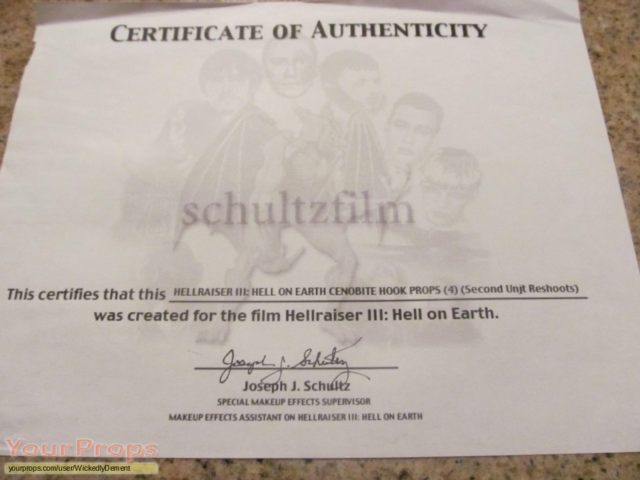 Hellraiser 3  Hell On Earth original movie prop