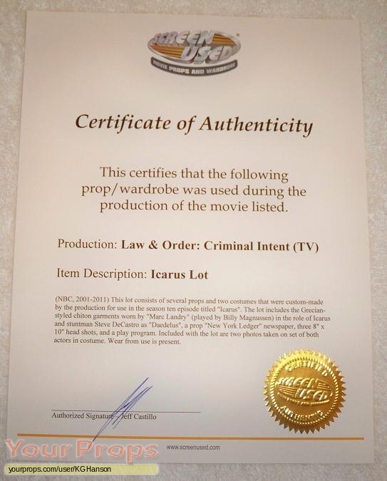 Law   Order  Criminal Intent original movie prop