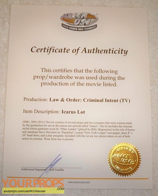Law   Order  Criminal Intent original movie prop