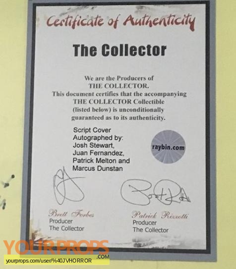 The Collector original film-crew items