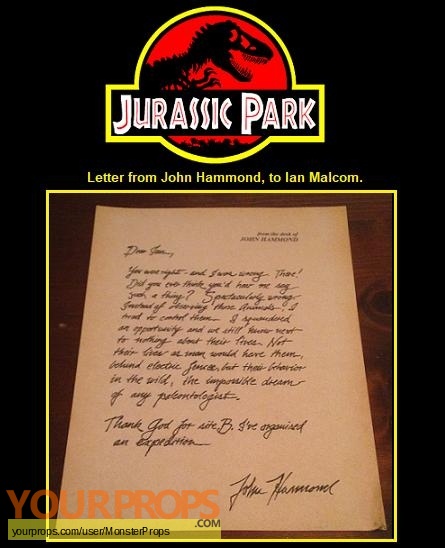 Jurassic Park replica movie prop