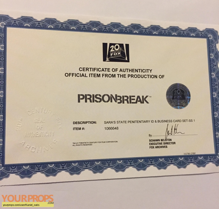 Prison Break original movie prop