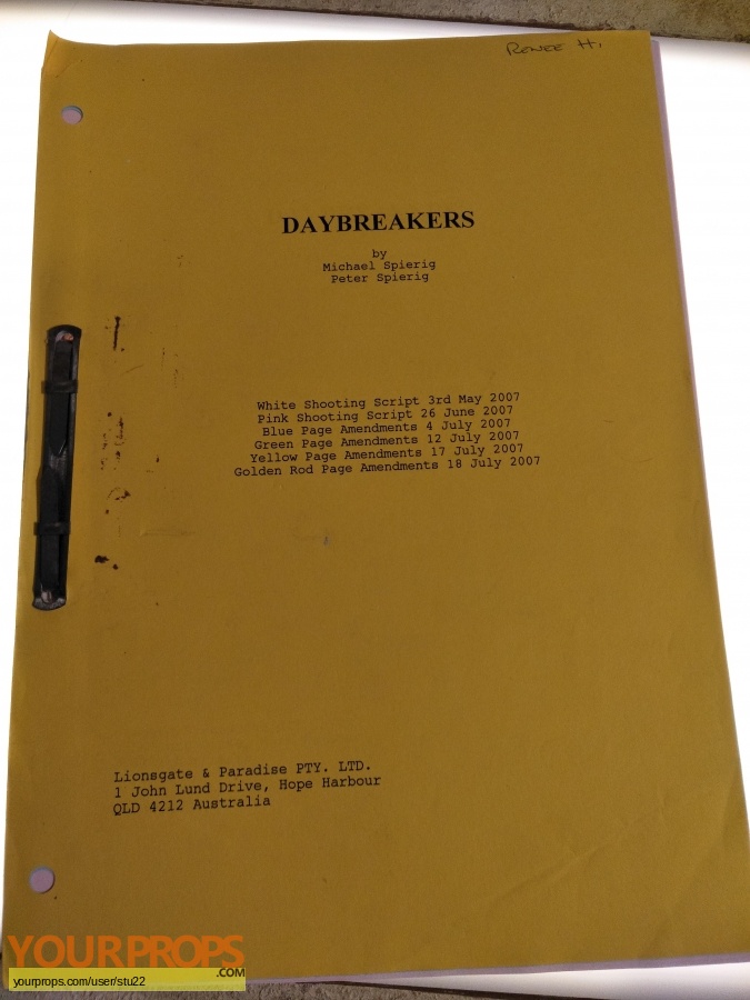 Daybreakers original production material