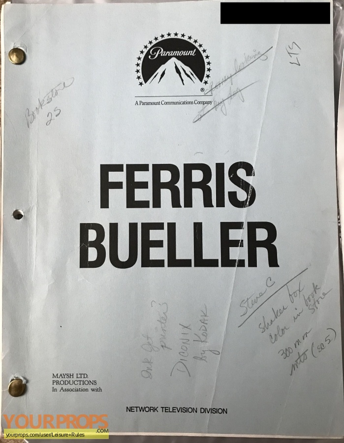 Ferris Buellers Day Off original production material