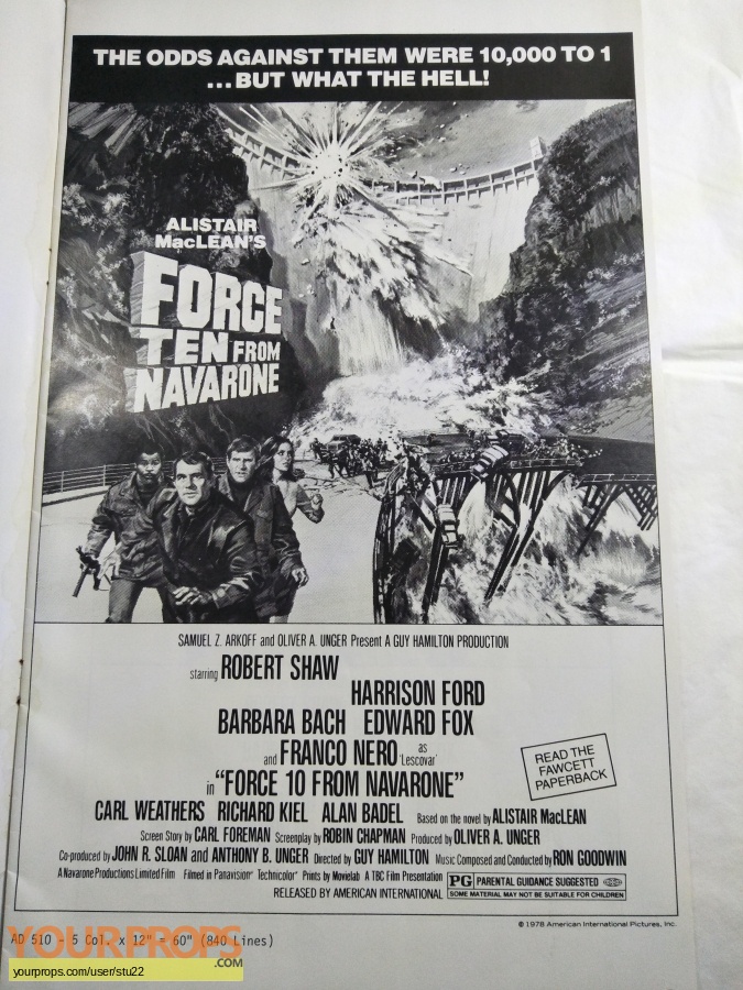 Force Ten From Navarone original production material