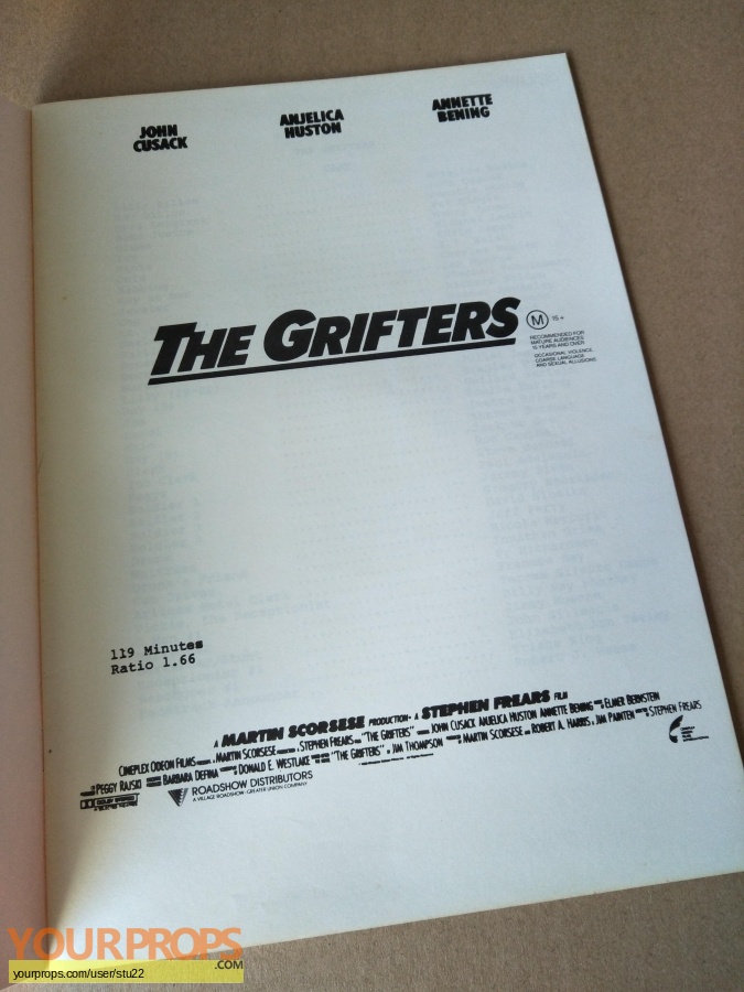 The Grifters original production material