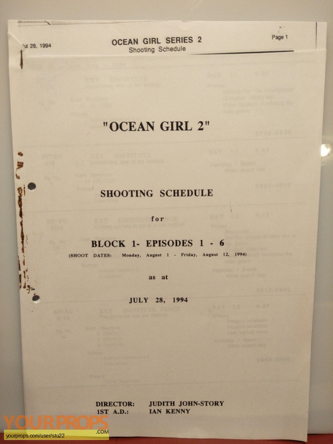 Ocean Girl  (1994 1997) original production material
