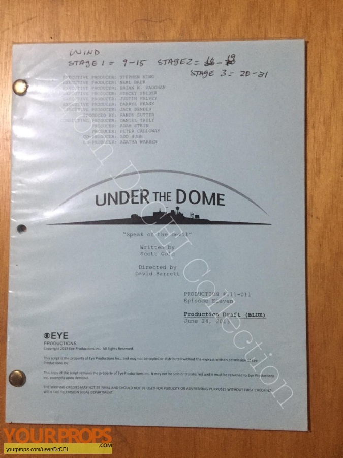 Under the Dome original production material