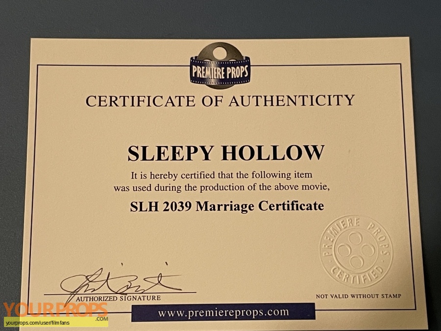 Sleepy Hollow original movie prop