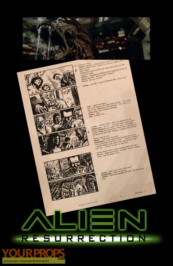 Alien  Resurrection original production material