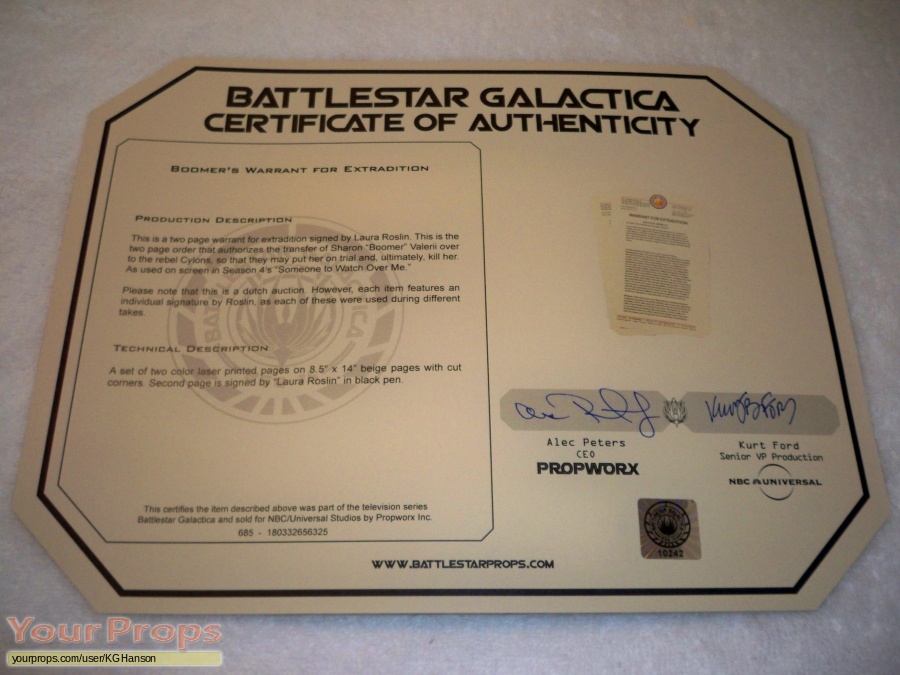 Battlestar Galactica original movie prop