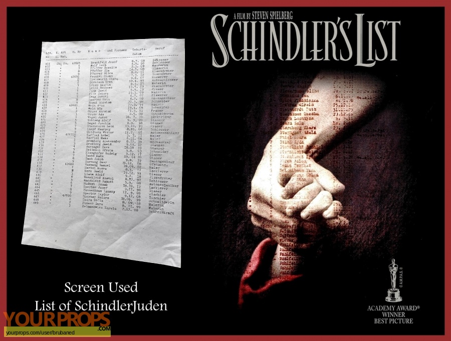 Schindlers List original movie prop