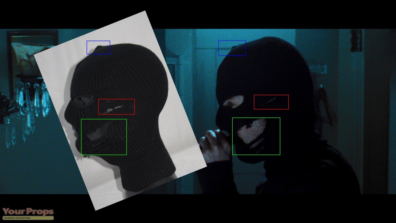 The only damaged ski mask used by Arkin. 