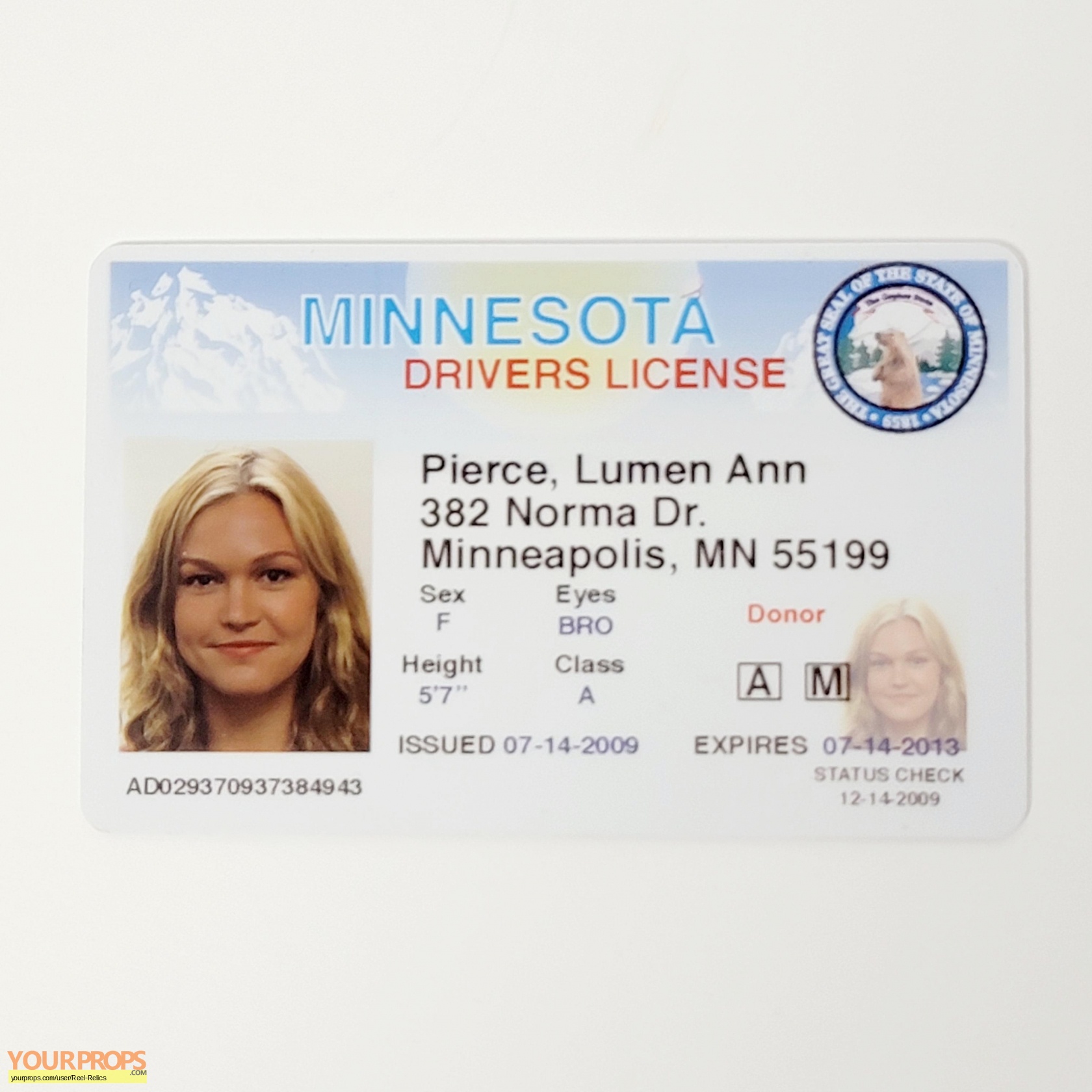 Dexter Lumen Pierce's Drivers License original TV series prop