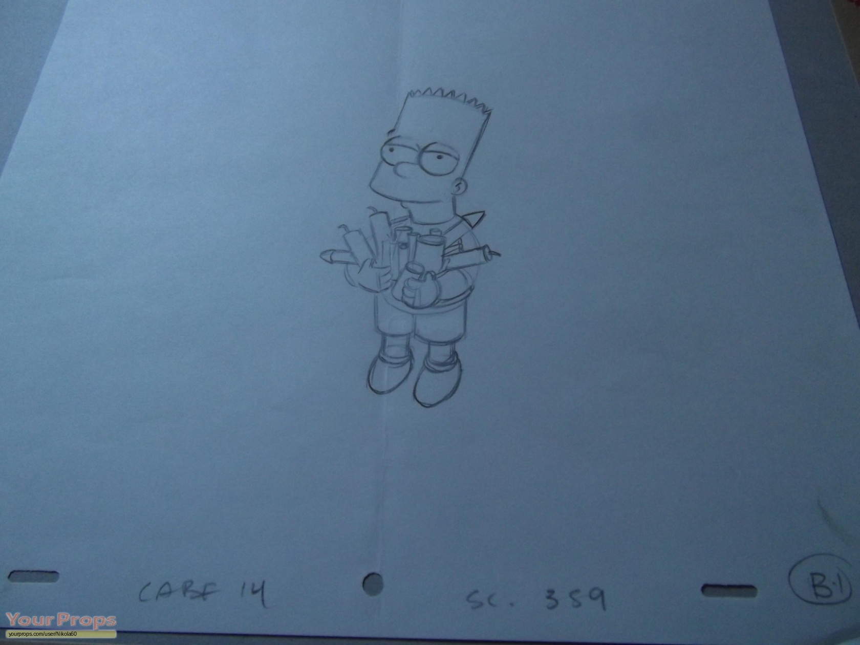 Collectables Collectible Animation Art & Merchandise The Simpsons Bart  Simpson Close-Up Original Production Drawing Animation Art UF 