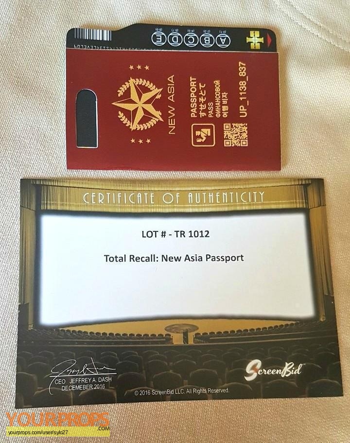 Total Recall New Asia Passport original movie prop