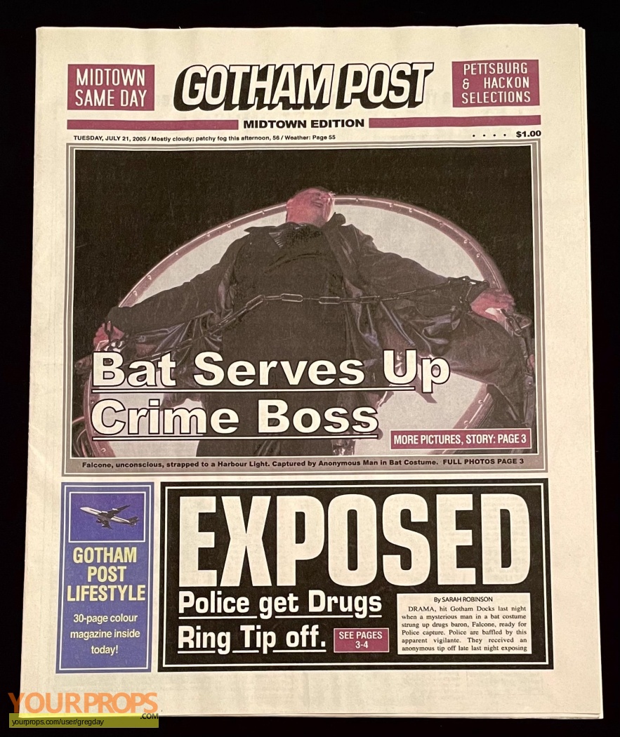 Batman Begins Gotham Post Newspapers original movie prop