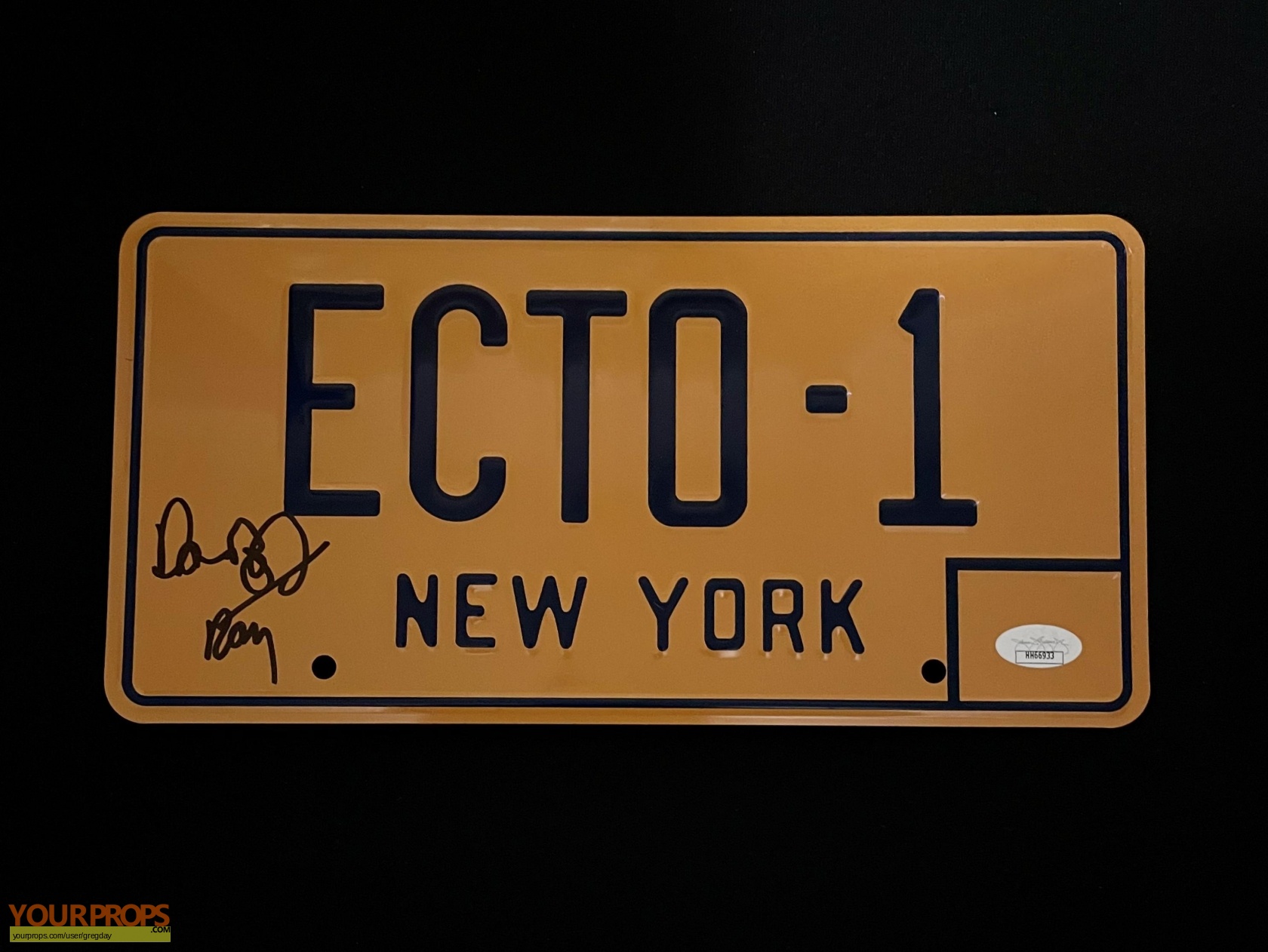 Ghostbusters ECTO1 License Plate Autographed by Dan Aykroyd replica