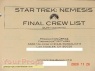 Star Trek  Nemesis original film-crew items